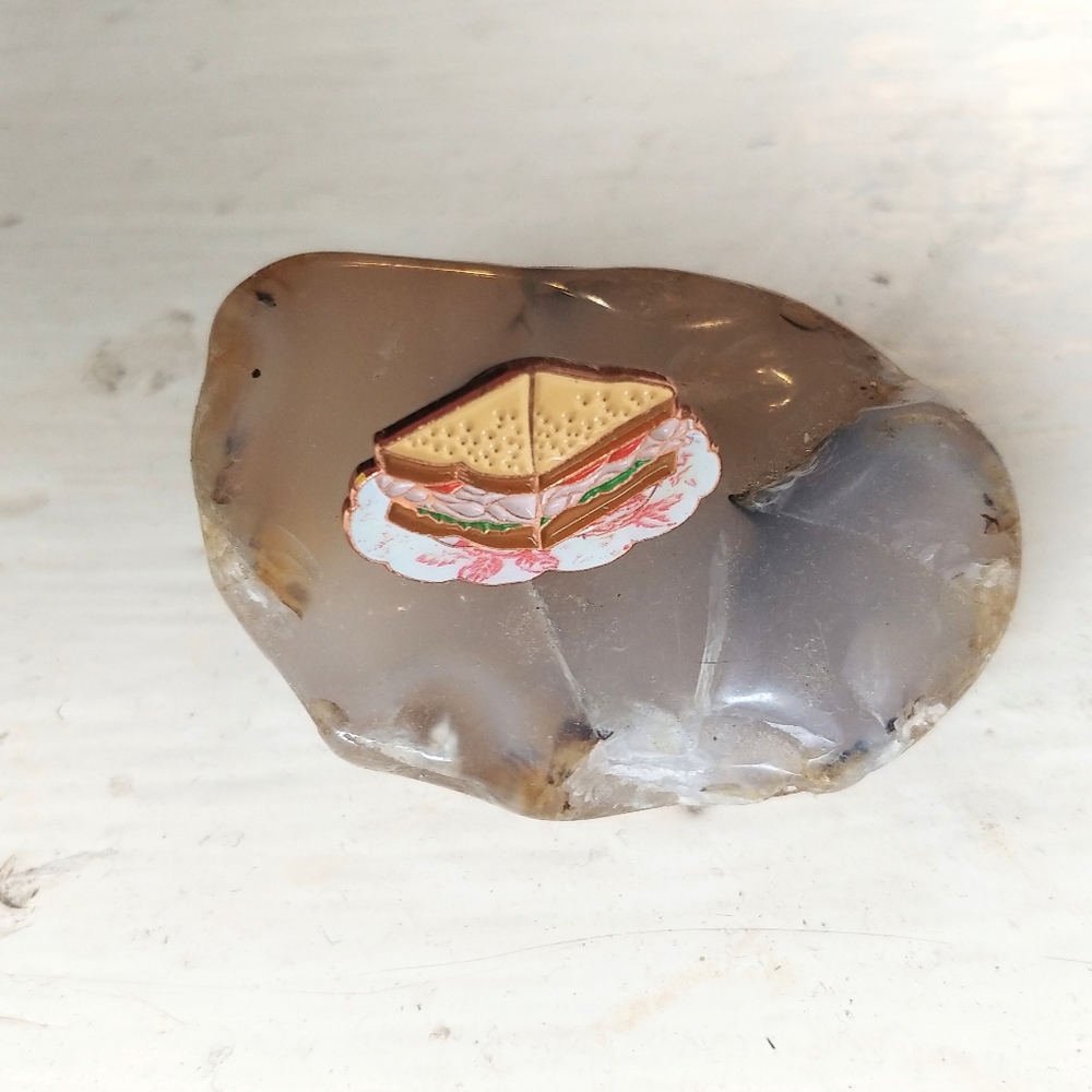 Cute novelty vintage sandwich food bread snack jacket backpack accent enamel pin